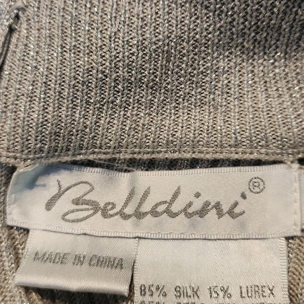 Vintage Silver Beaded Belldini Silk Sweater - Size Medium - Picture 9 of 13